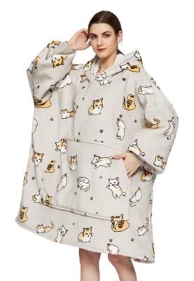 Draagbare deken met capuchon & mouwen - katjes