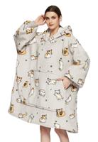 Draagbare deken met capuchon & mouwen - katjes - thumbnail