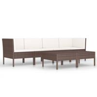 6-delige Loungeset met kussens poly rattan bruin - thumbnail