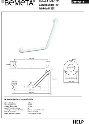 Handgreep Gebogen Sapho Handicap 40/40cm Wit Handgreep Gebogen Sapho Handicap 40/40cm Wit