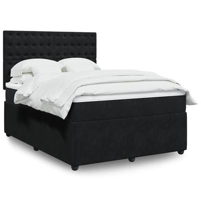 Boxspring met matras fluweel zwart 140x190 cm