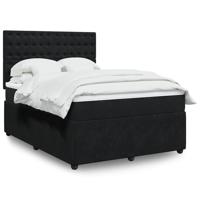 Boxspring met matras fluweel zwart 140x190 cm - thumbnail