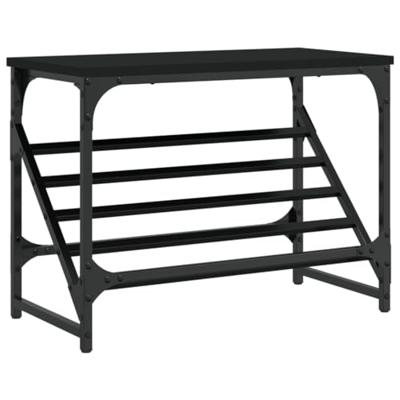 VidaXL Schoenenrek 60x30x45 cm bewerkt hout zwart VidaXL Schoenenrek 60x30x45 cm bewerkt hout zwart