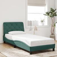 Bedframe met LED zonder matras fluweel donkergroen 160x200 cm - thumbnail