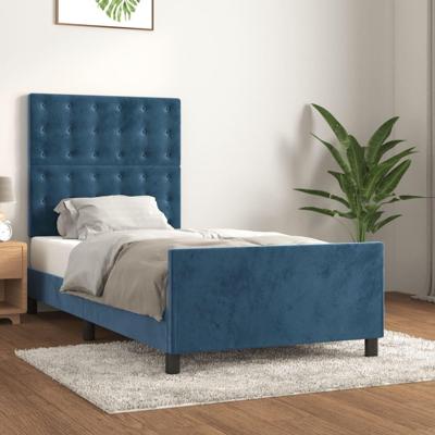 Bedframe zonder matras 80x200 cm fluweel donkerblauw Bedframe zonder matras 80x200 cm fluweel donkerblauw
