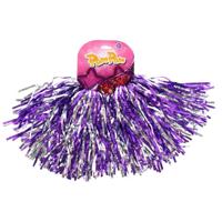 Overige Merken Pom poms 2 stuks paars/zilver - thumbnail