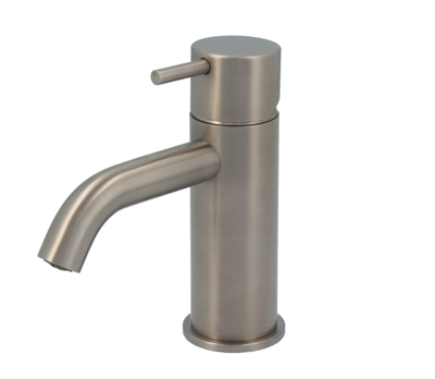 Hotbath Cobber lage wastafelmengkraan met gebogen uitloop zonder waste geborsteld nikkel CB003CGN