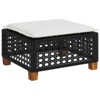 6-delige Loungeset met kussens poly rattan zwart - thumbnail