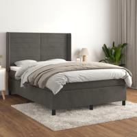 Boxspring met matras fluweel donkergrijs 140x190 cm - thumbnail