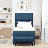 Boxspring Bed met Matras & Bank Blauw 100x200 cm Stof - thumbnail