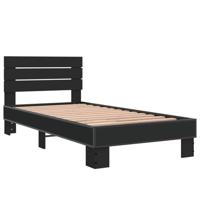 Bedframe bewerkt hout en metaal zwart 75x190 cm - thumbnail
