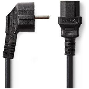 Stroomkabel | Type F (CEE 7/7) Male | IEC-320-C13 | 90° Gehoekt | Recht | Vernikkeld | 2.00 m | Rond | PVC | Zwart