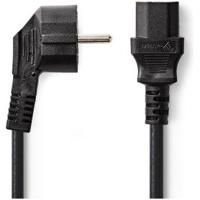 Stroomkabel | Type F (CEE 7/7) Male | IEC-320-C13 | 90° Gehoekt | Recht | Vernikkeld | 2.00 m | Rond | PVC | Zwart - thumbnail