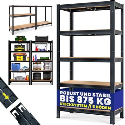 Stellingkast boutloos Zwart 180x90x40cm tot 875kg