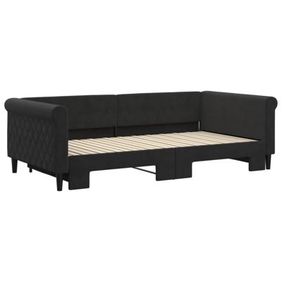 Slaapbank met onderschuifbed 80x200 cm fluweel zwart