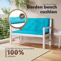 Tuinbankkussens 2 st 120x50x7 cm stof turquoise - thumbnail