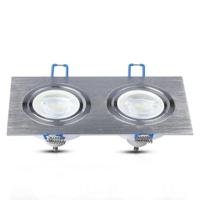 Mallorca Dubbel LED Inbouwspot - Kantelbaar armatuur - 91x180 mm - GU10 Fitting incl. lamphouder - Vierkant - IP20 voor binnen - RVS - thumbnail
