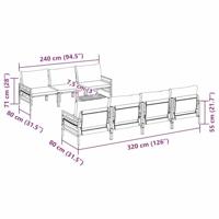 Tuinbankenset met kussen 8 pcs Zwart Staal - thumbnail
