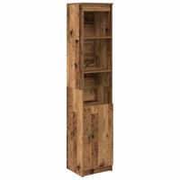 Hoge kast 37,5x35x180 cm bewerkt hout oud houtkleurig - thumbnail
