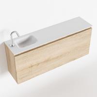 MONDIAZ OLAN 120cm toiletmeubel washed_oak. LEX wastafel talc links 1 kraangat - thumbnail