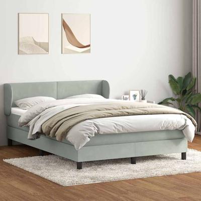 Boxspring met matras fluweel lichtgrijs 160x220 cm