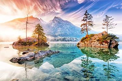 Fotobehang - Meer Hindersee, Bavaria, Duitsland, premium print, inclusief behanglijm - thumbnail
