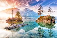Fotobehang - Meer Hindersee, Bavaria, Duitsland, premium print, inclusief behanglijm - thumbnail