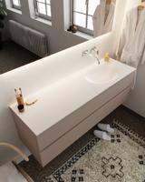 Mondiaz Vica 150cm badmeubel smoke 2 lades wastafel Moon rechts zonder kraangat - thumbnail