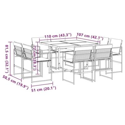 9-delige Tuinset met kussens textileen wit