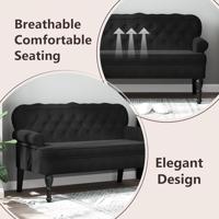 Bankje met rugleuning 119,5x64,5x75 cm fluweel zwart - thumbnail