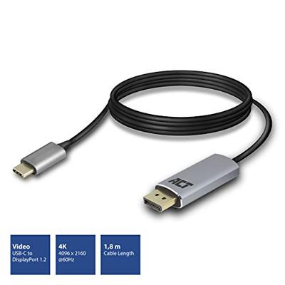 USB-C naar DisplayPort kabel 1,8m verguld ACT AC7035 USB-C naar DisplayPort kabel 1,8m verguld ACT AC7035