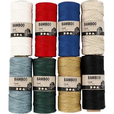 Creativ Company Bamboekoord, dikte 1 mm, diverse kleuren, 8x65 m/ 1 set