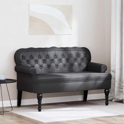 Chesterfield Bank Zwart 119.5 x 64.5 x 75 cm Nep Leer