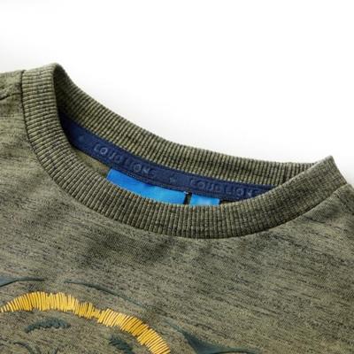 Kindershirt met lange mouwen berenprint 104 gemleerd kakikleurig