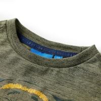 Kindershirt met lange mouwen berenprint 104 gemleerd kakikleurig - thumbnail