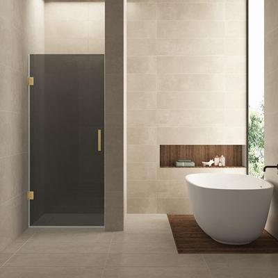 Nisdeur Wiesbaden Less 80x200 cm 8 mm Nano Rookglas Geborsteld Messing