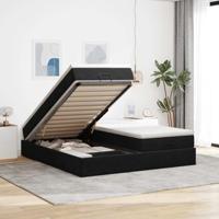 Ottoman bed met matrassen 200x200cm fluweel zwart - thumbnail