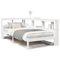 Bed met boekenkast zonder matras grenenhout wit 100x200 cm - thumbnail