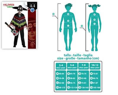 Kostuums voor Kinderen Zwart Skelet Poncho - Maat: 10-12 Jaar - Maat: 10-12 Jaar