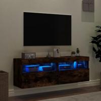 Tv-wandmeubels met LED 2 st 60x30x40 cm gerookt eikenkleurig - thumbnail