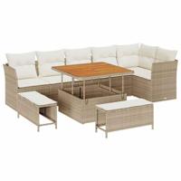 Tuinbankenset 9 pcs Beige poly rattan - thumbnail