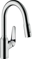 Hansgrohe Focus M42 ééngreeps keukenmengkraan 180 met uittrekbare vuistdouche, 2 straalsoorten, chroom - thumbnail