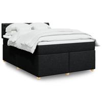 Boxspring met matras stof zwart 160x200 cm - thumbnail