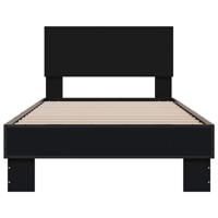 Bedframe bewerkt hout metaal zwart 120x190 cm - thumbnail