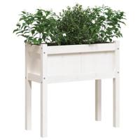 Plantenbak met poten 70x31x70 cm massief grenenhout wit - thumbnail