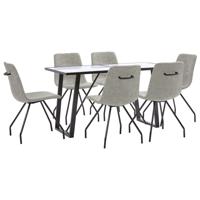vidaXL 7-delige Eethoek kunstleer grijs - thumbnail