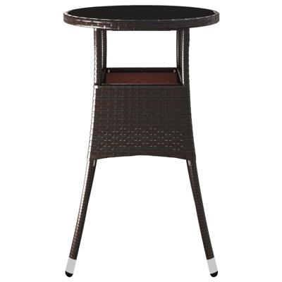 Tuintafel Ø60x75 cm gehard glas en poly rattan bruin - thumbnail