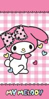 Hello Kitty handdoek roze 70 x 140 cm - thumbnail