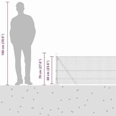 VidaXL Afrasteringspaal grijs 25 x 0,6 m (19 x 19 mm gaas) VidaXL Afrasteringspaal grijs 25 x 0,6 m (19 x 19 mm gaas)