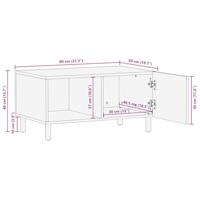 Salontafel 80x50x40 cm massief ruw mangohout zwart - thumbnail